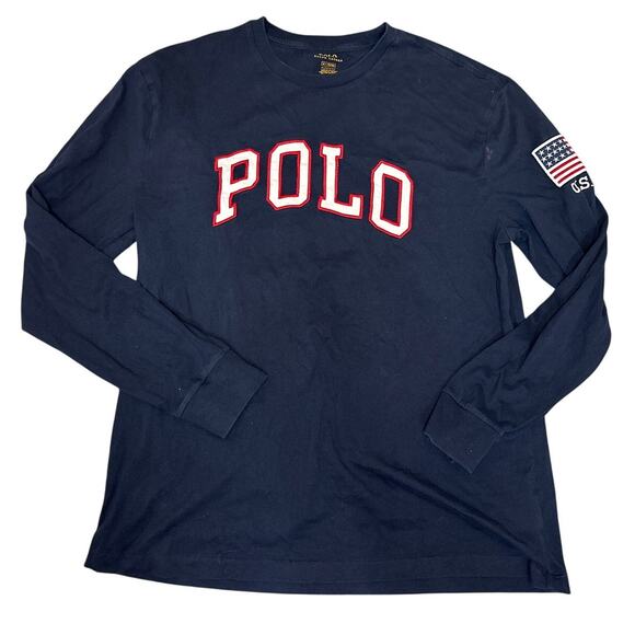 Mens Navy Medium Polo Ralph Lauren Long Sleeve Shirt - Picture 1 of 4